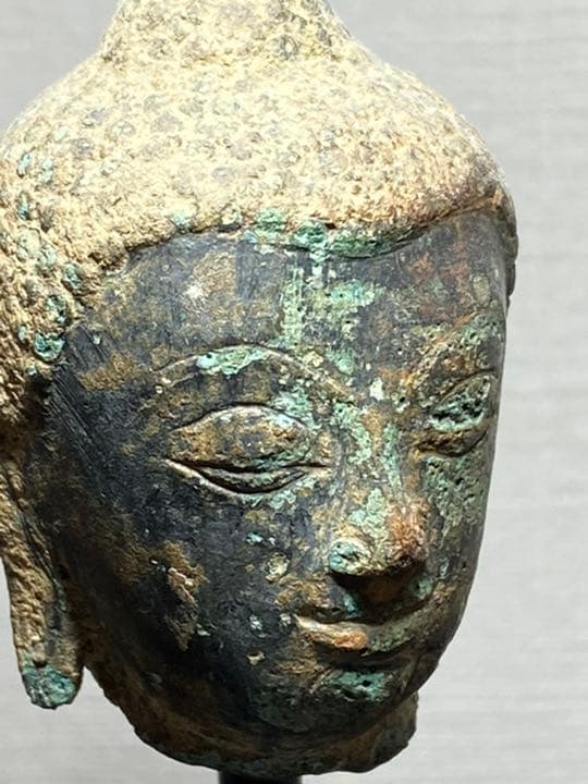 タイ　アユタヤ期　仏頭　仏像　青銅　残欠　東南アジア仏教美術