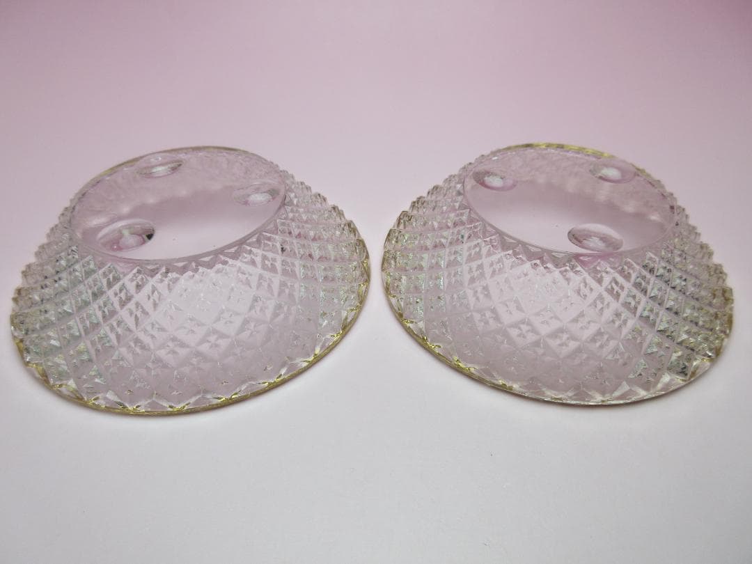 江戸ガラス ギヤマン 金縁 花魚子模様 小鉢 盃 6客 70307