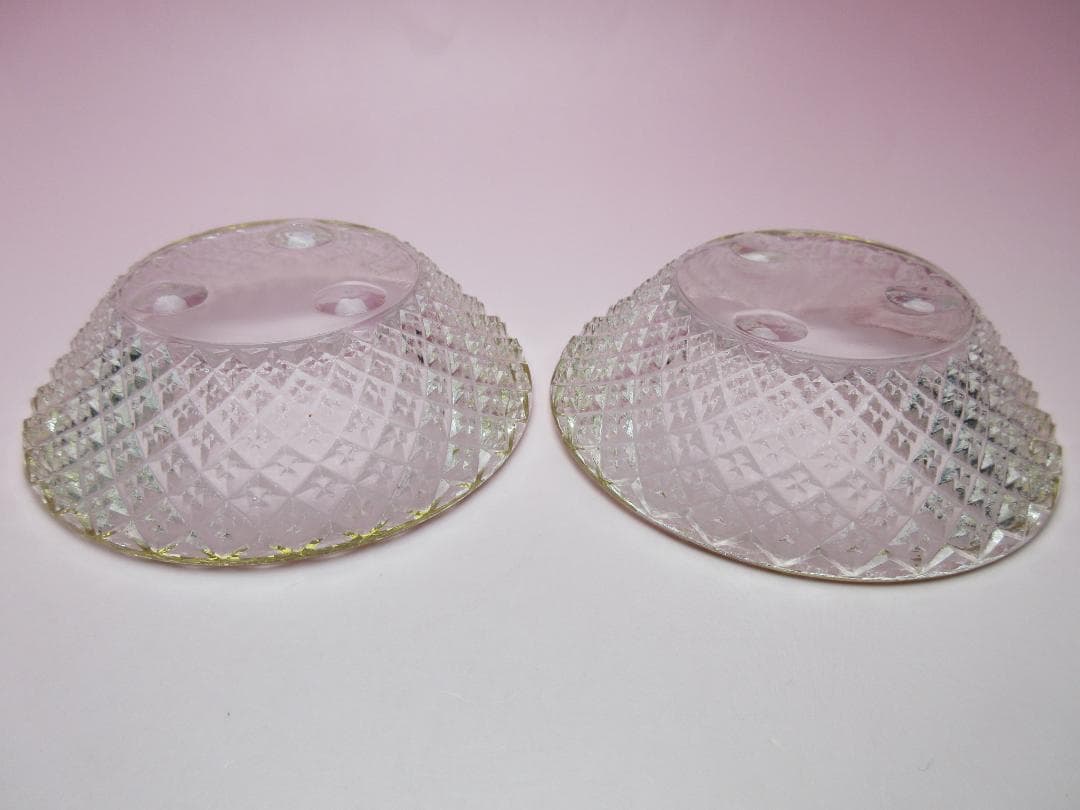 江戸ガラス ギヤマン 金縁 花魚子模様 小鉢 盃 6客 70307