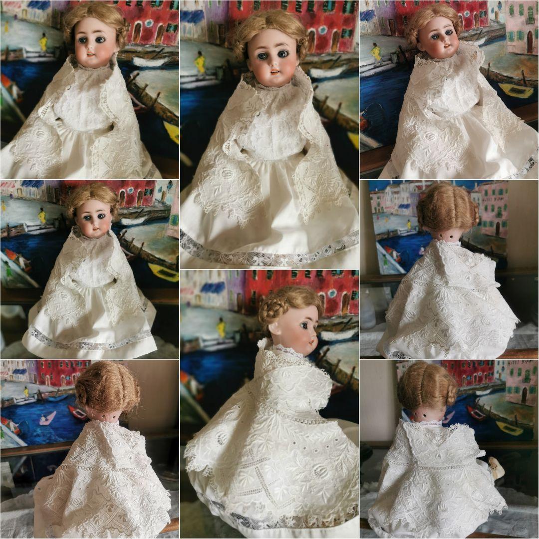 アンティーク ギュピールレース 盛り上げ三つ葉刺繍カフス ドール用付け襟 ケープ