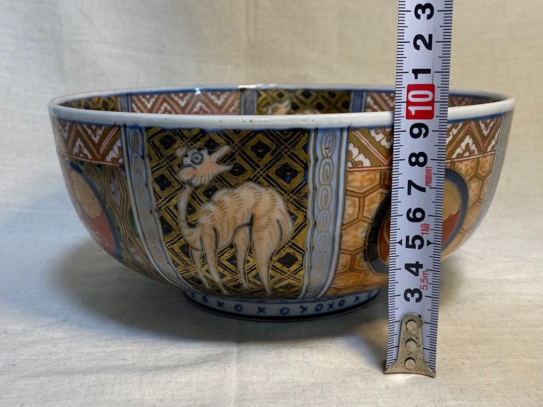 伊万里　古伊万里　色絵　金襴手　鉢　オランダ人　ラクダ　花の図　1客