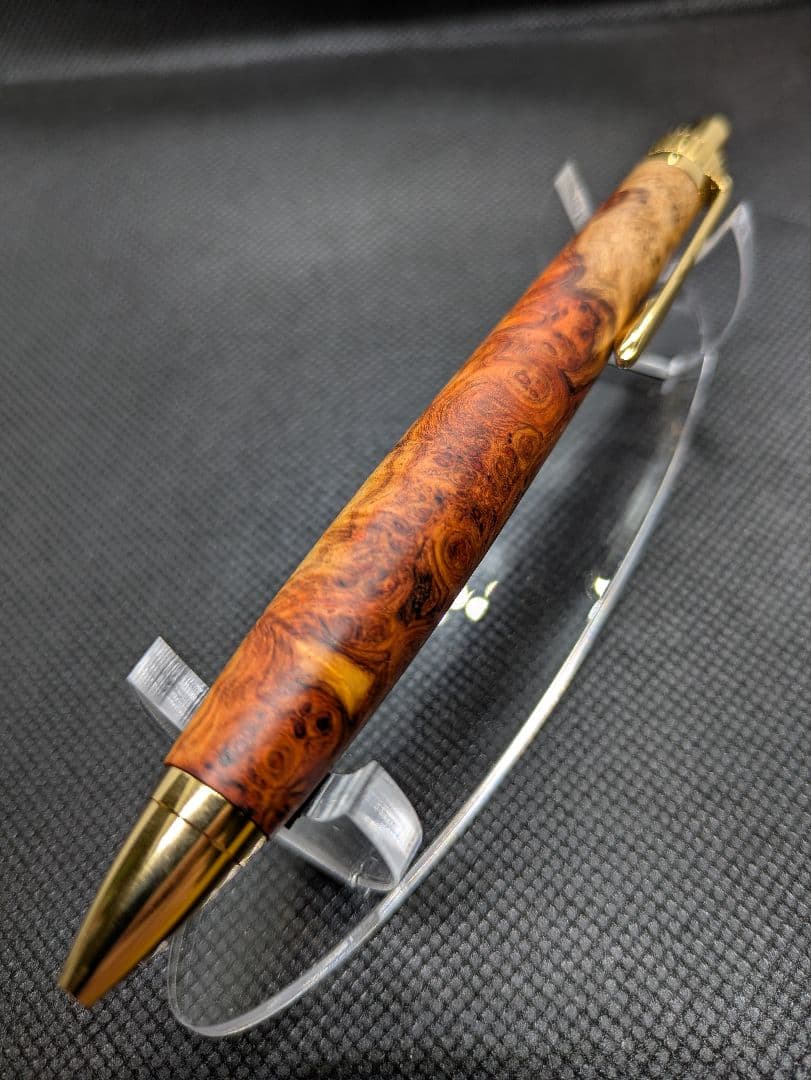 極上花梨紅白 ボールペン 工房楔監修 加藤金属 ゴールド金具