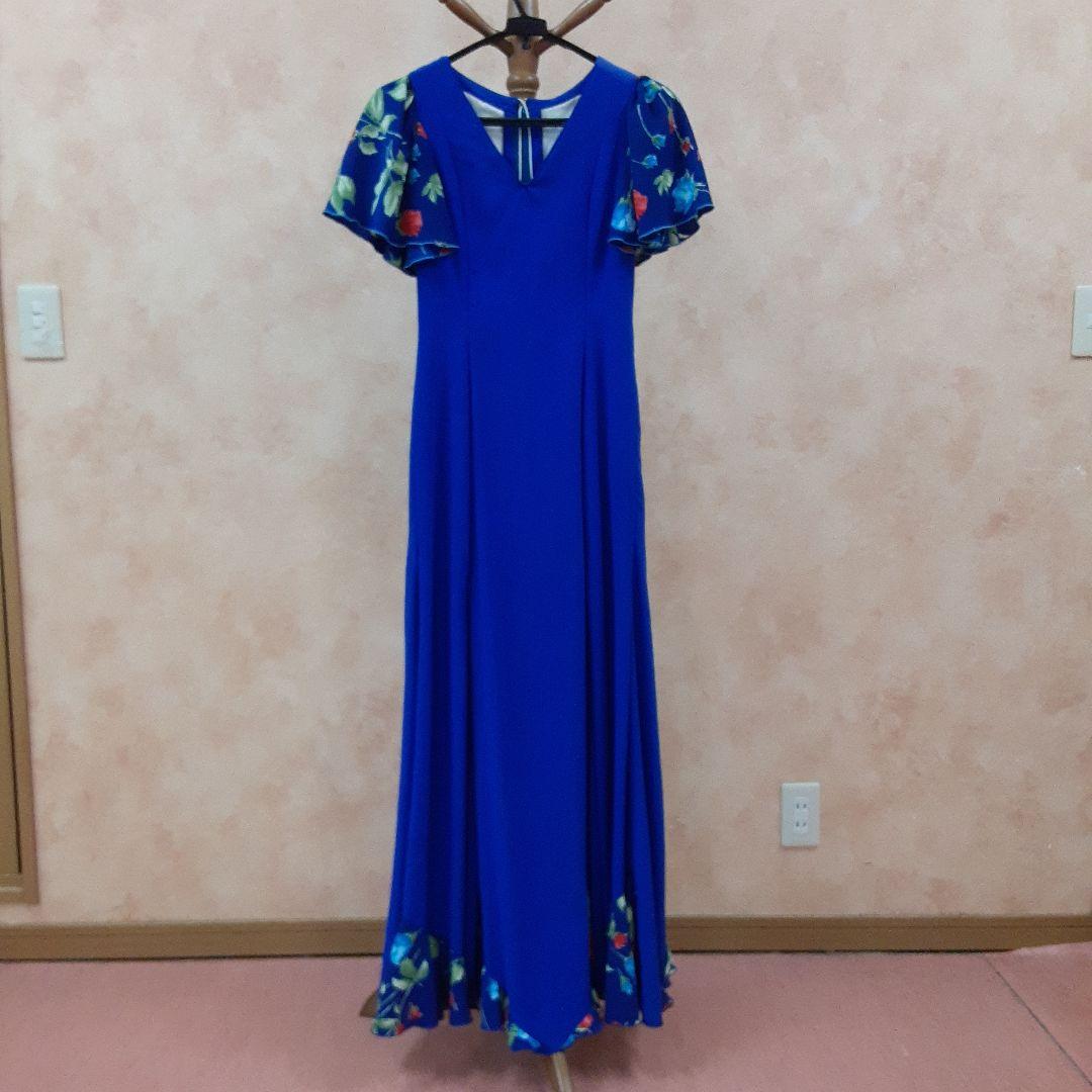 フラメンコ用青ロングドレス