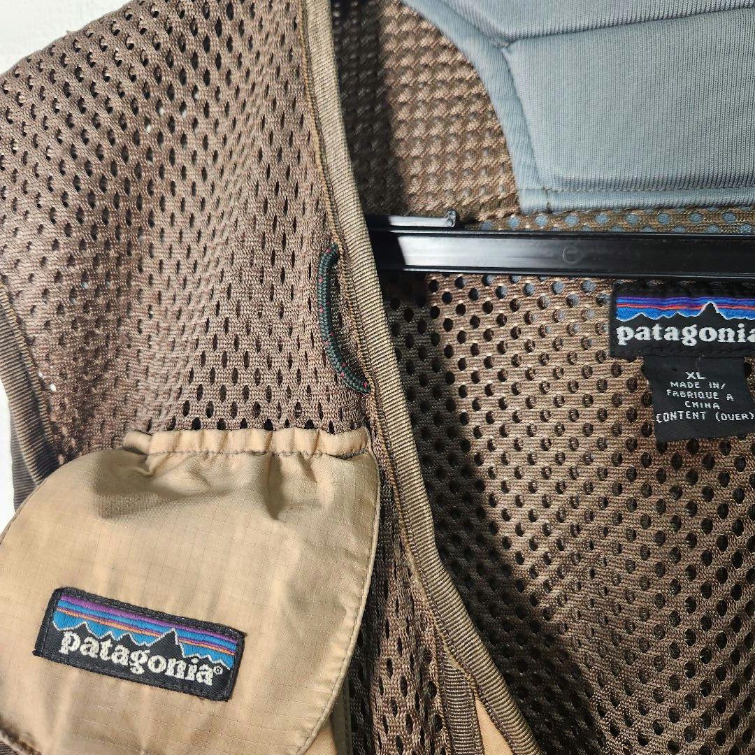 Patagonia メッシュフィッシングベスト ベージュ ブラウン　バーチカル