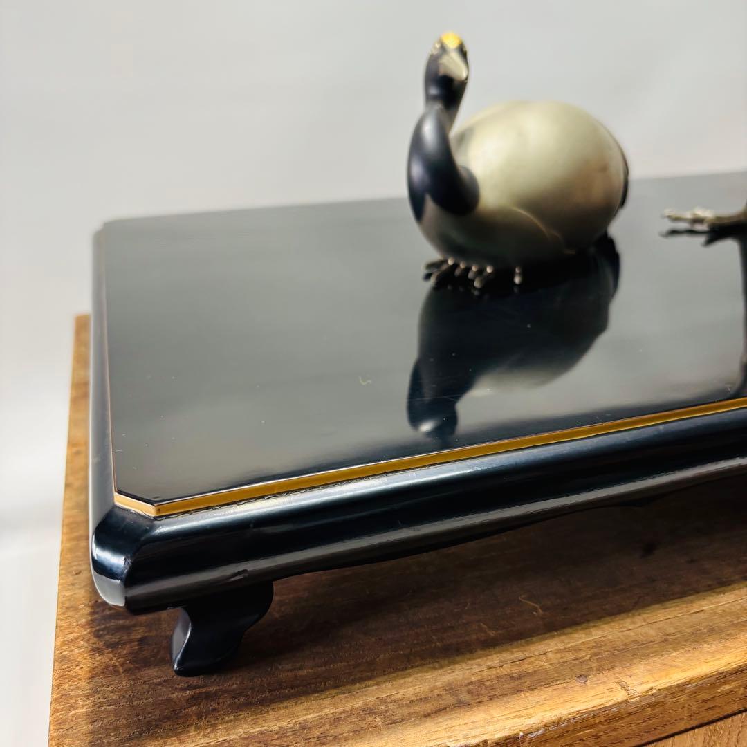 加納晴雲 白銅双鶴置物 インテリア 美術品 骨董品