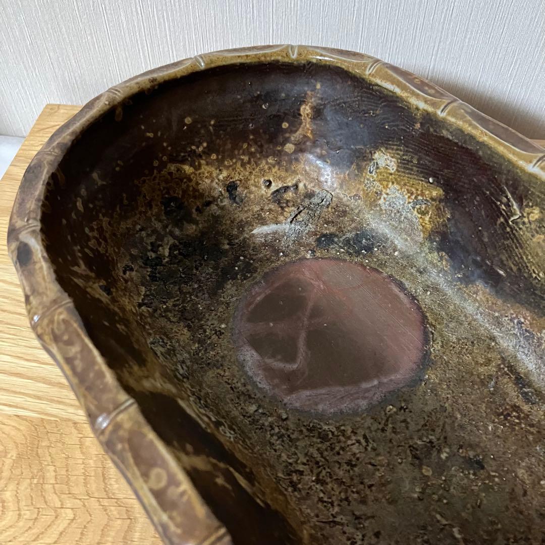 備前焼　原田陶月造　水盤　楕円皿　鉢　※