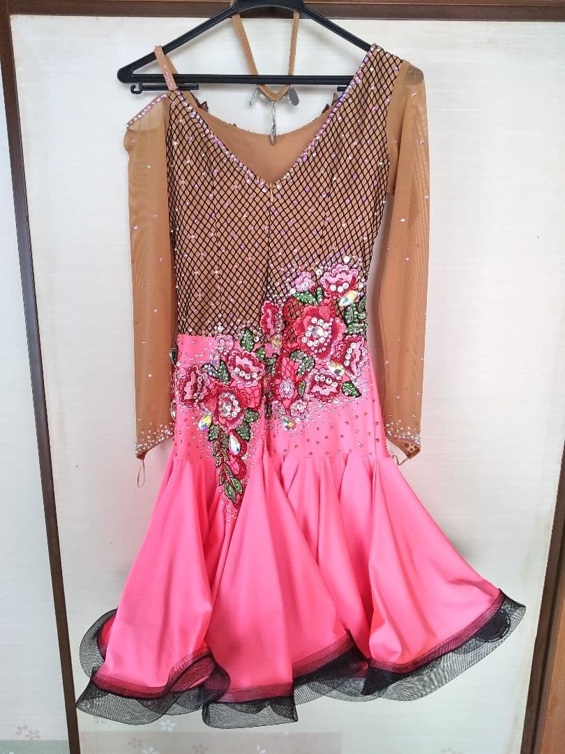 社交ダンスドレス ピンクとブラウン ラテン