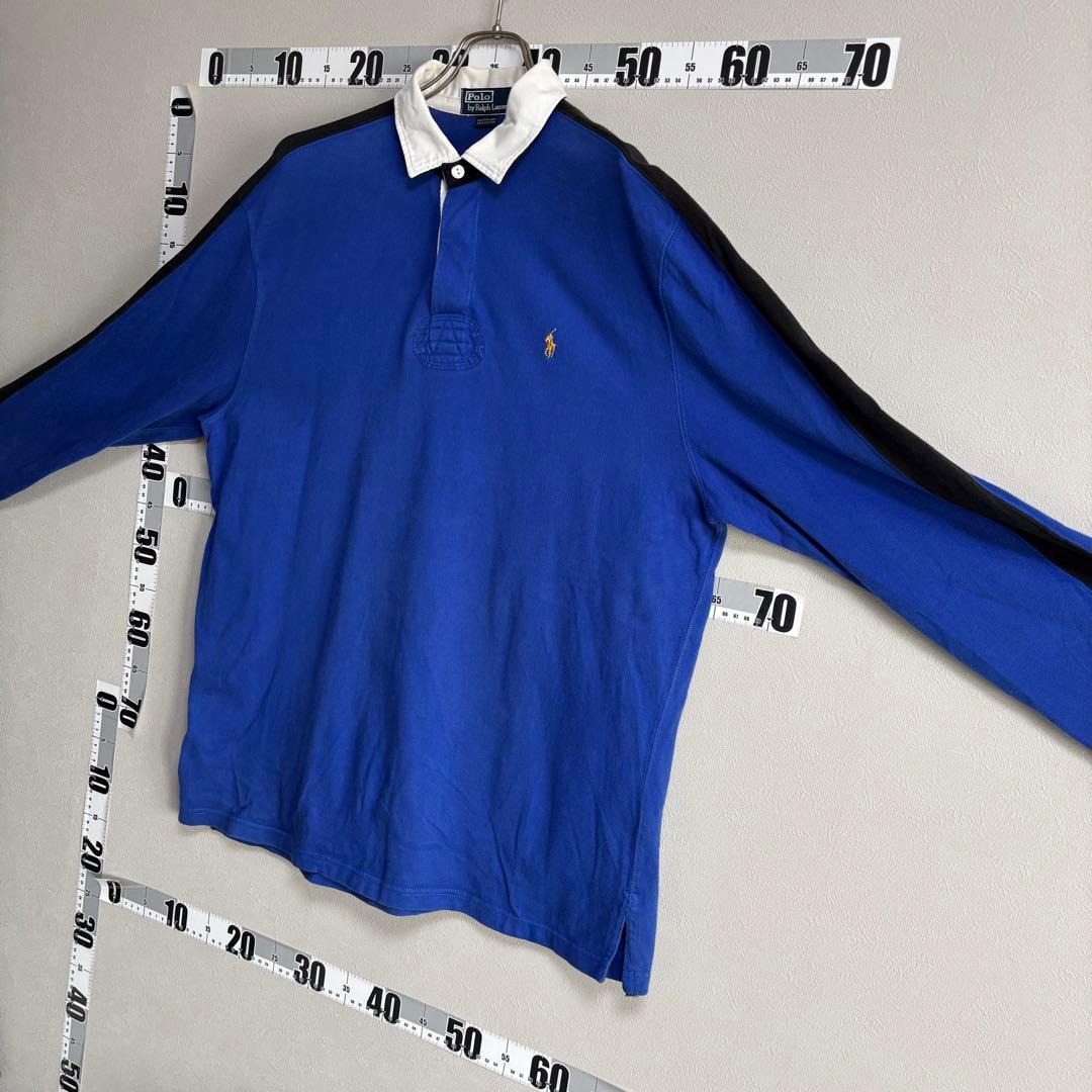 青 L POLO ポロ Ralph Lauren ラルフローレン長袖ラガーシャツ