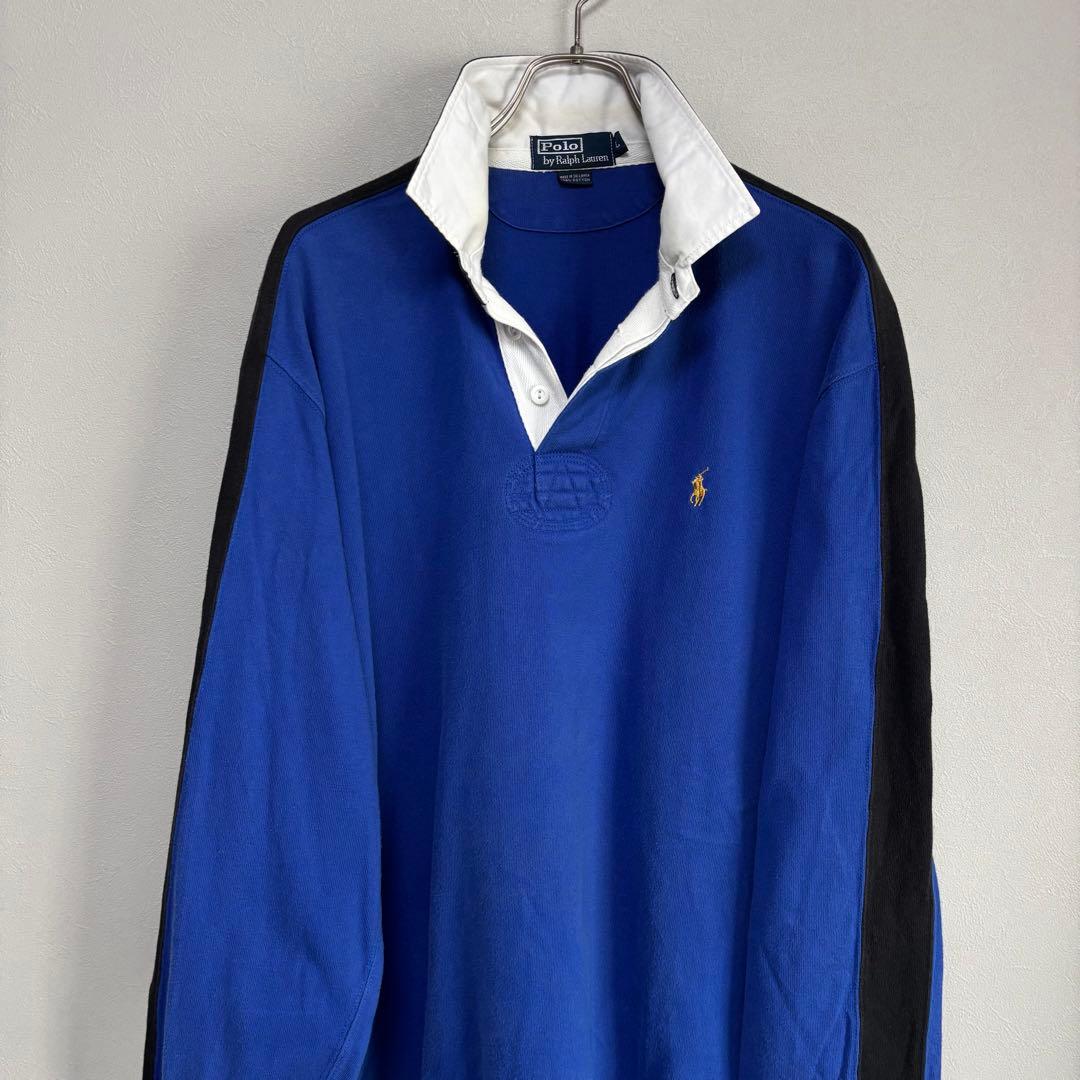 青 L POLO ポロ Ralph Lauren ラルフローレン長袖ラガーシャツ