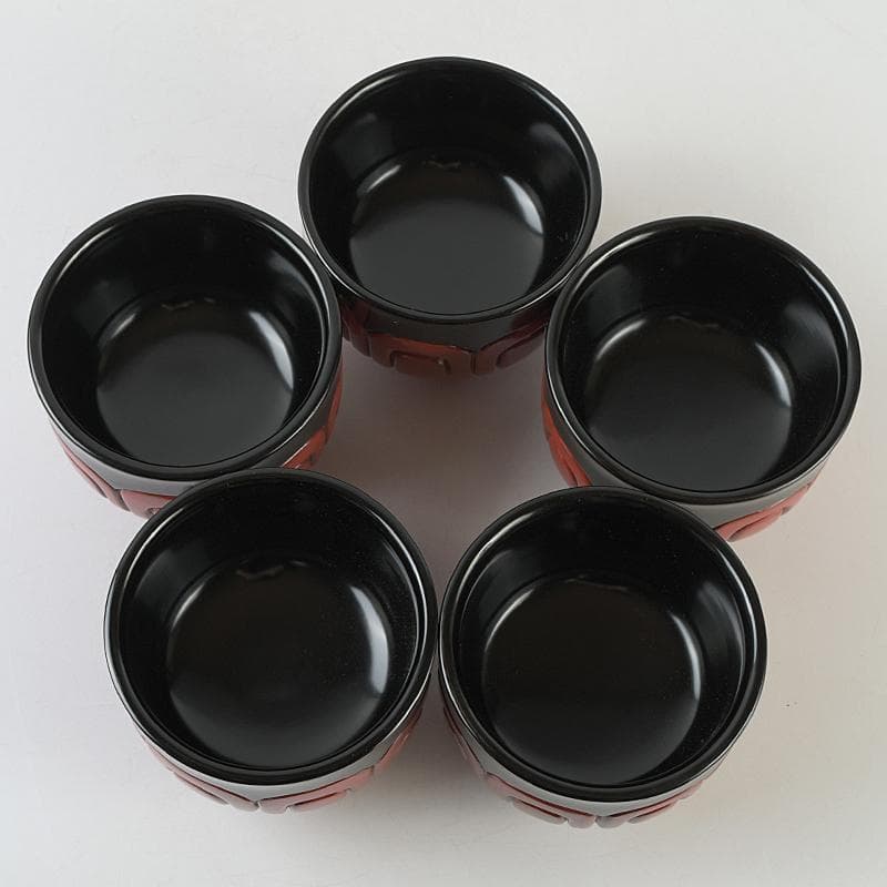 鎌倉彫　充子作　お椀　五客　共箱　V　R9081B