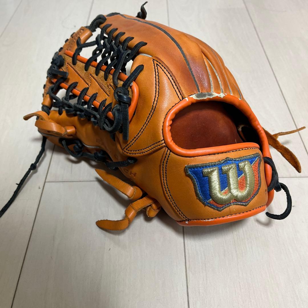 Wilson 軟式 外野手用 グローブ オレンジ 左投げ