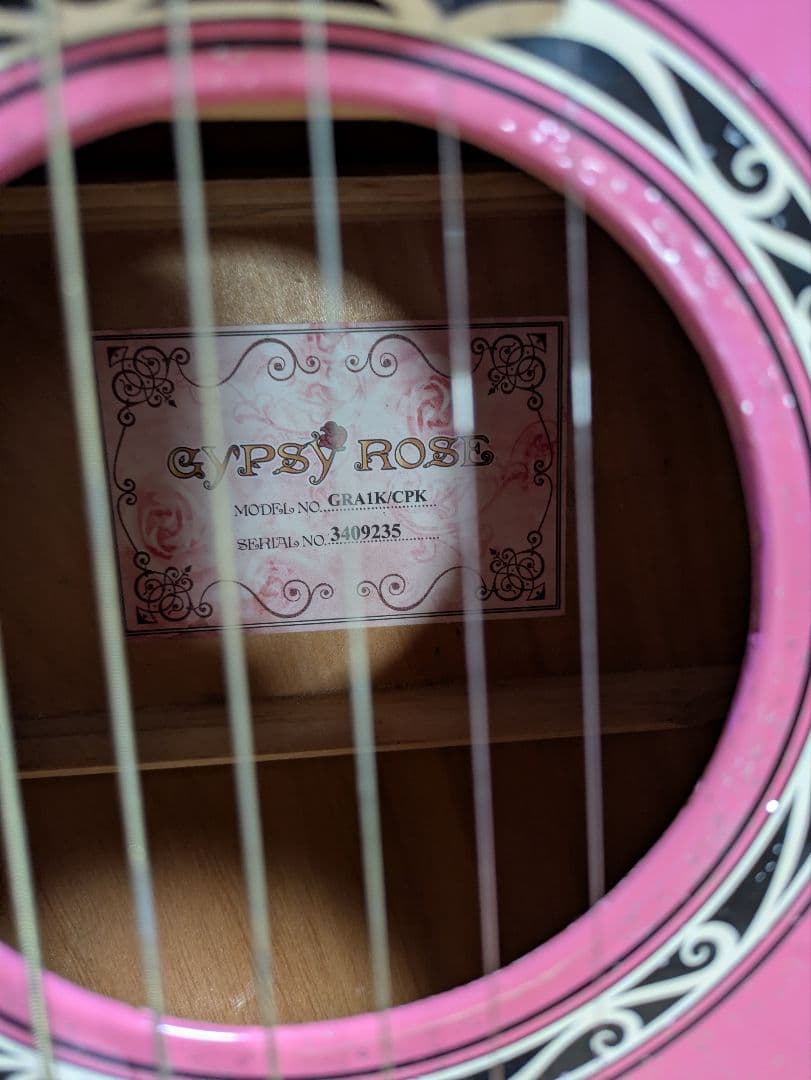 ジプシーローズ　Gypsy Rose ピンクアコースティックギター　ラメ入り