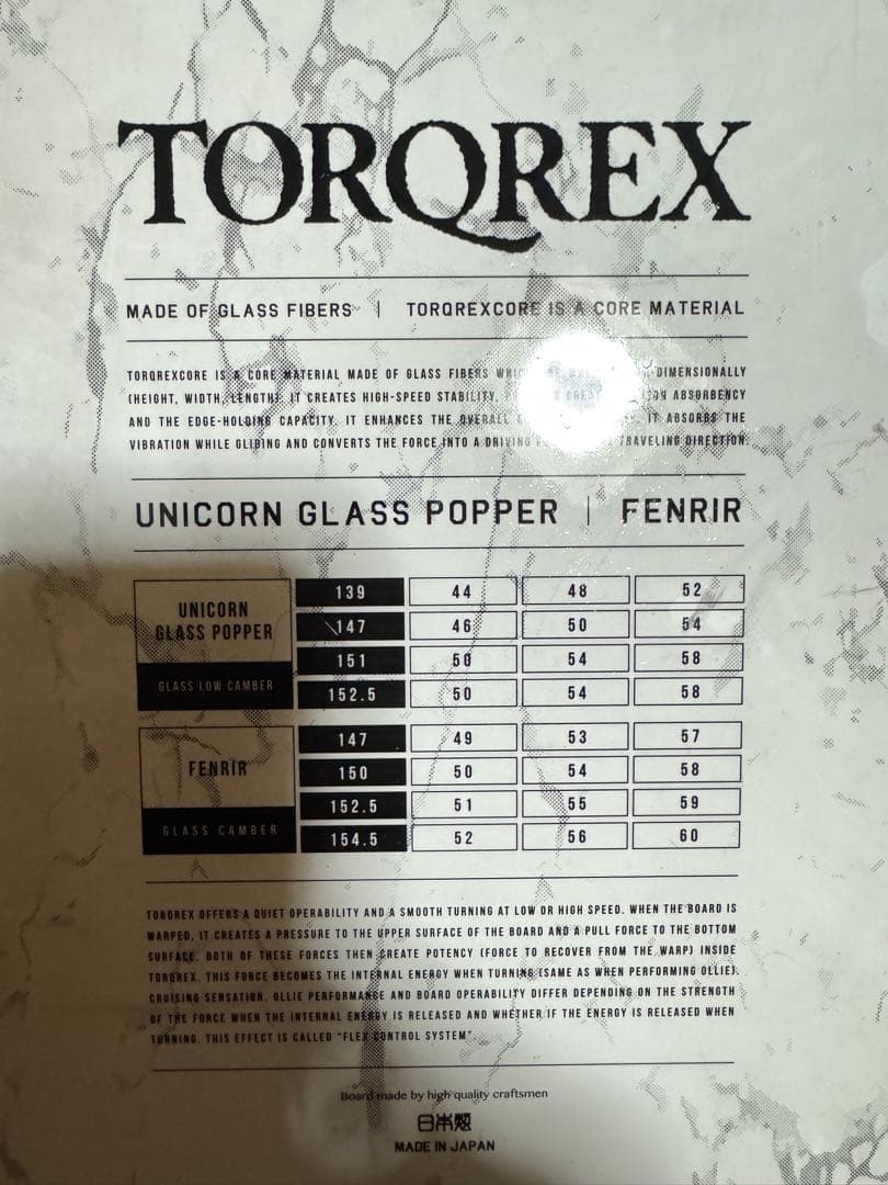 スノーボード TORQREX UNICON GLASS POPPER FENRIR 147cm