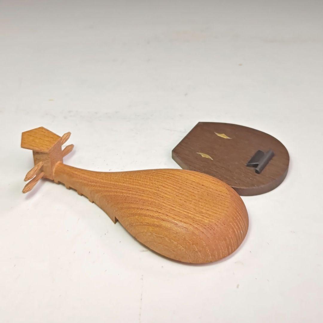 イ997 香合『山中塗工房』『木製　淡々斎好写　琵琶香合　共箱』茶道具