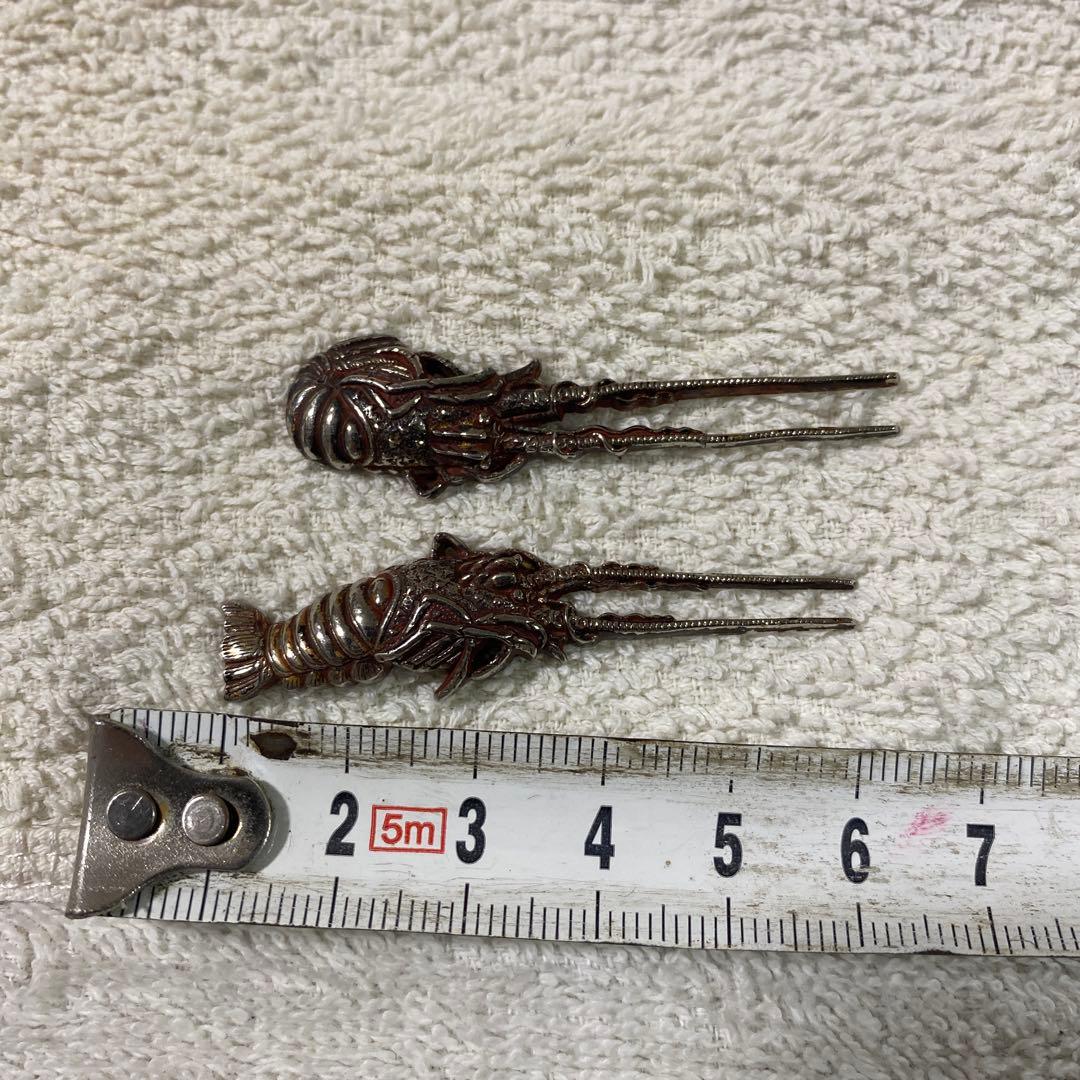 B–13 目貫　木箱付き　伊勢海老　刀装具　武具　アンティーク　美術品　工芸品