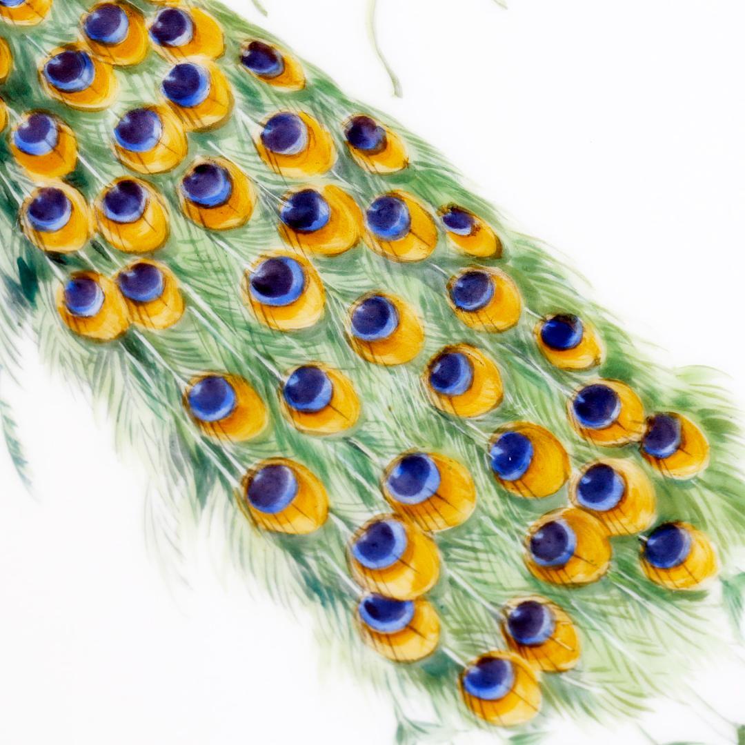 【美品 １級品】マイセン 孔雀 陶板画 プラーク 額装 送料込み