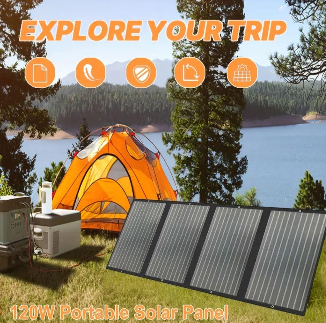 ●底値セール・スタンド付折畳式ソーラーパネル充電120W/18V・収納ケース付