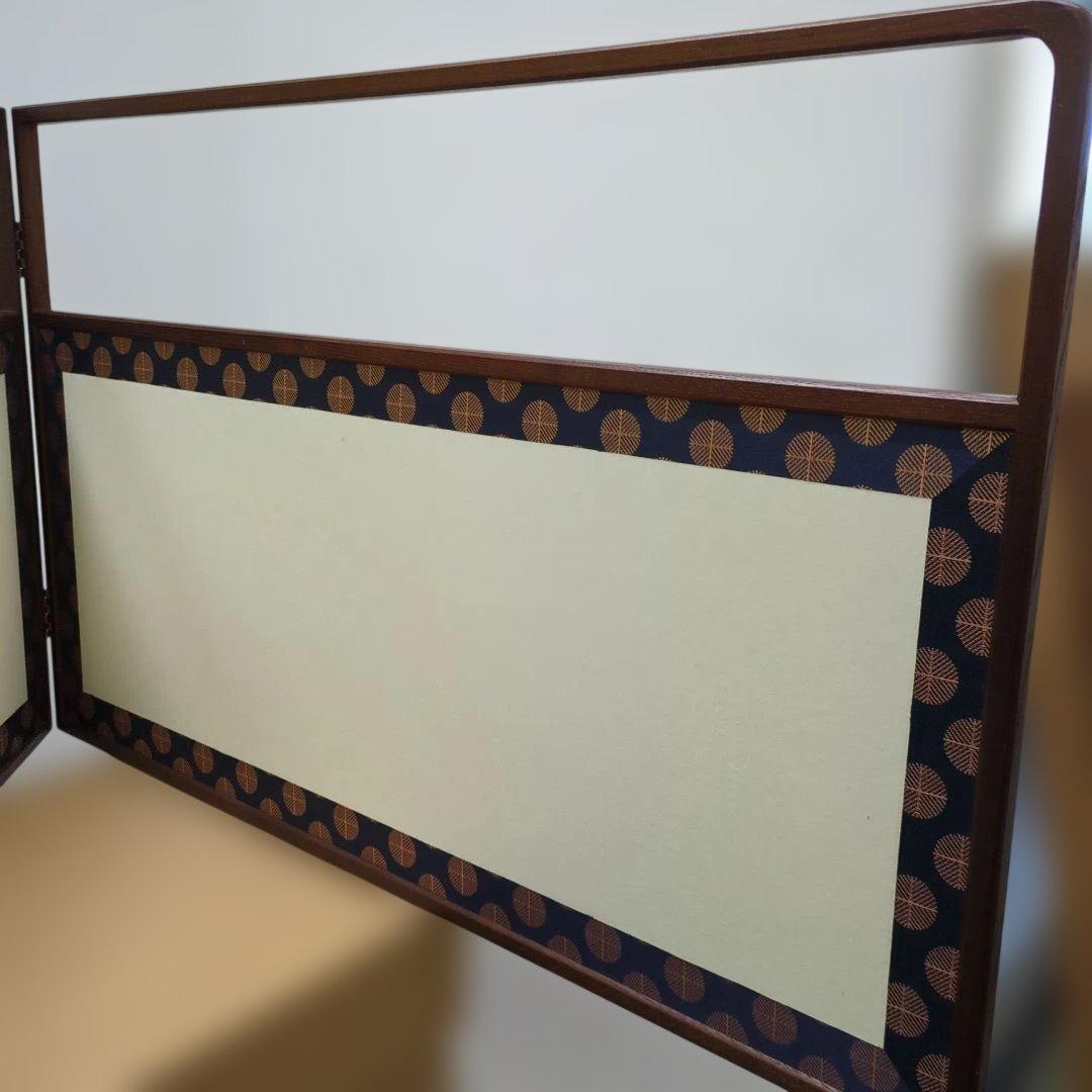 風炉先屏風　唐松　両面開き　白地　茶道具　屏風　衝立　紙箱