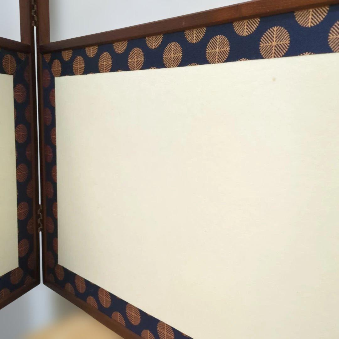 風炉先屏風　唐松　両面開き　白地　茶道具　屏風　衝立　紙箱