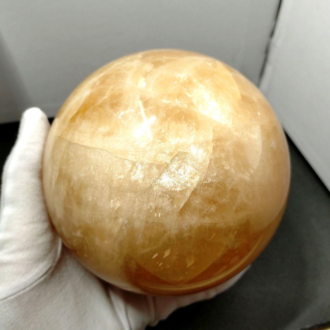 【割引大特価】ハニーカルサイト　丸玉　スフィア2.6Kg　木製台座付き　②