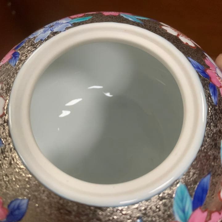 有田焼 金龍窯 伝統工芸士 江口天童作 プラチナ彩 桜絵 香炉