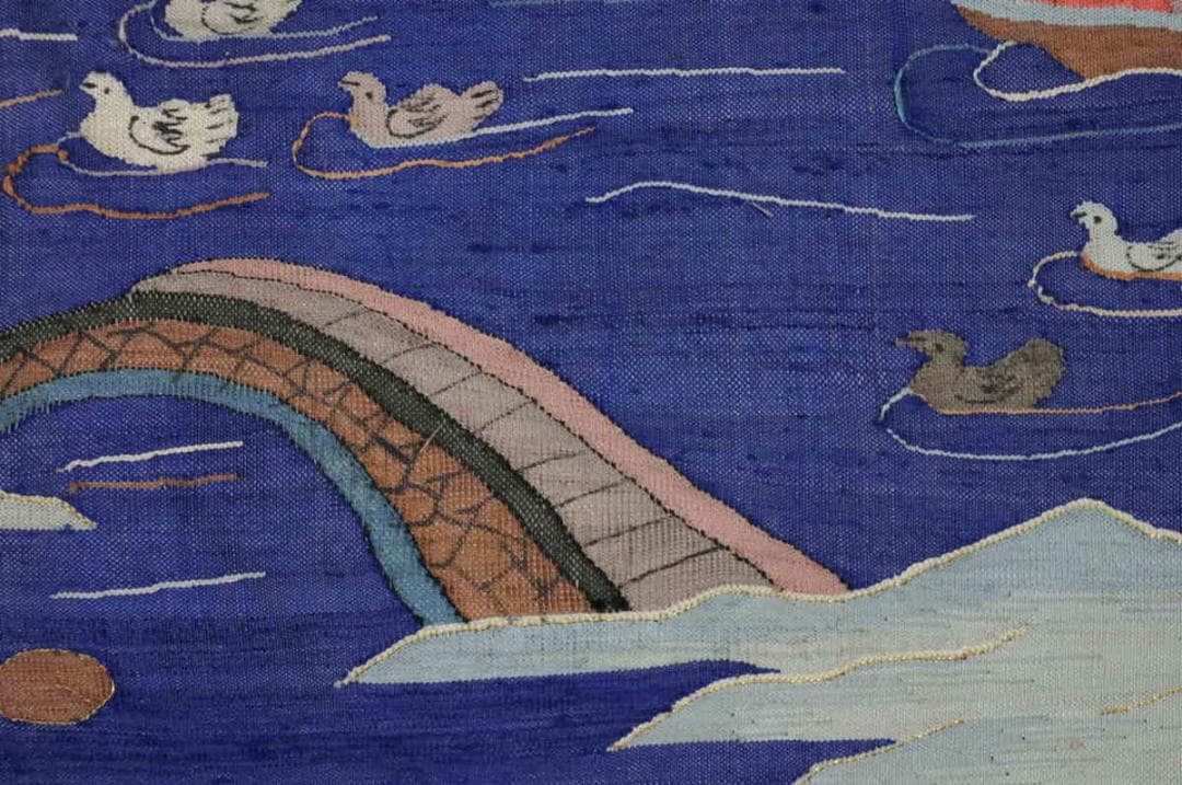 【珍】　★ 布片 緙絲古布 ★　緙絲 山水人物紋　明清織繍