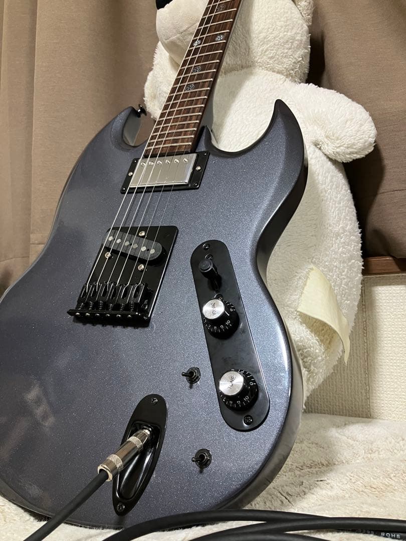 SGスタイル エレキギター メタリックグレー　ジャンク