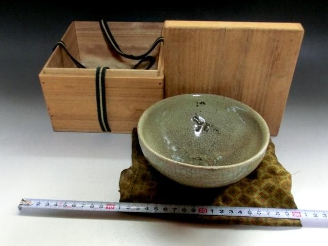 茶碗■李朝 古い氷結貫入紋茶碗 砂高台 お茶道具 古玩 唐物 時代物 骨董品■
