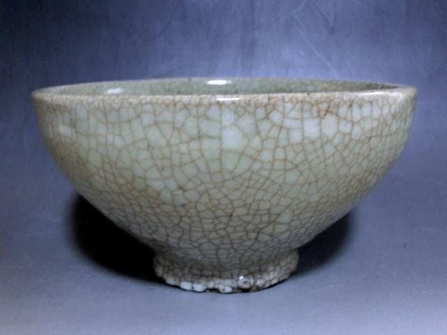 茶碗■李朝 古い氷結貫入紋茶碗 砂高台 お茶道具 古玩 唐物 時代物 骨董品■