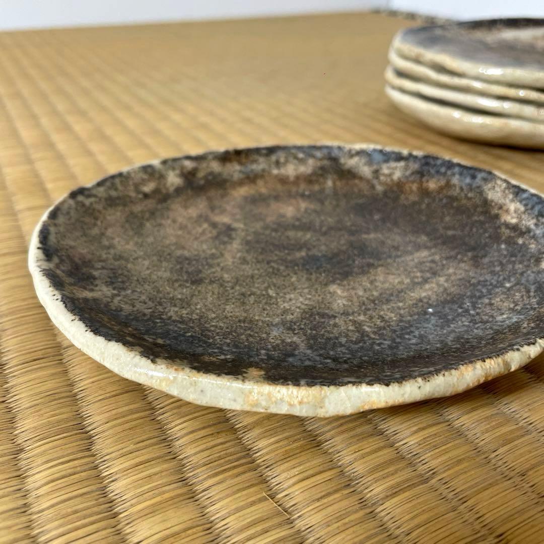 #XG556 陶芸家・加藤重高・瀬戸焼・灰釉皿・銘々皿・共箱・茶道具・骨董