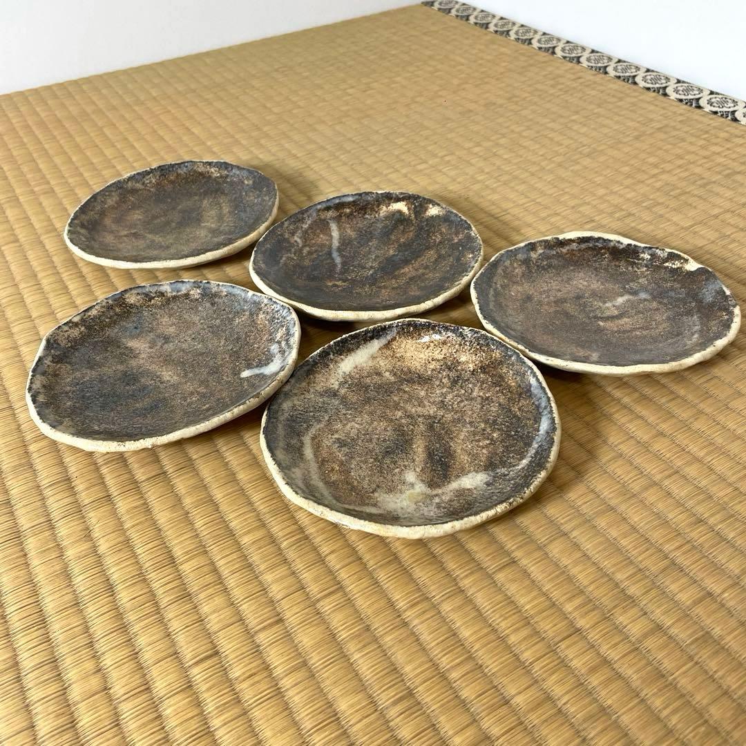 #XG556 陶芸家・加藤重高・瀬戸焼・灰釉皿・銘々皿・共箱・茶道具・骨董