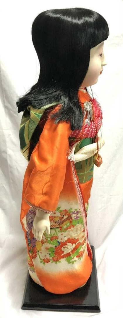 美品　市松人形　紫峰作 綸子総柄 日本人形　20号　アンティーク　昭和レトロ