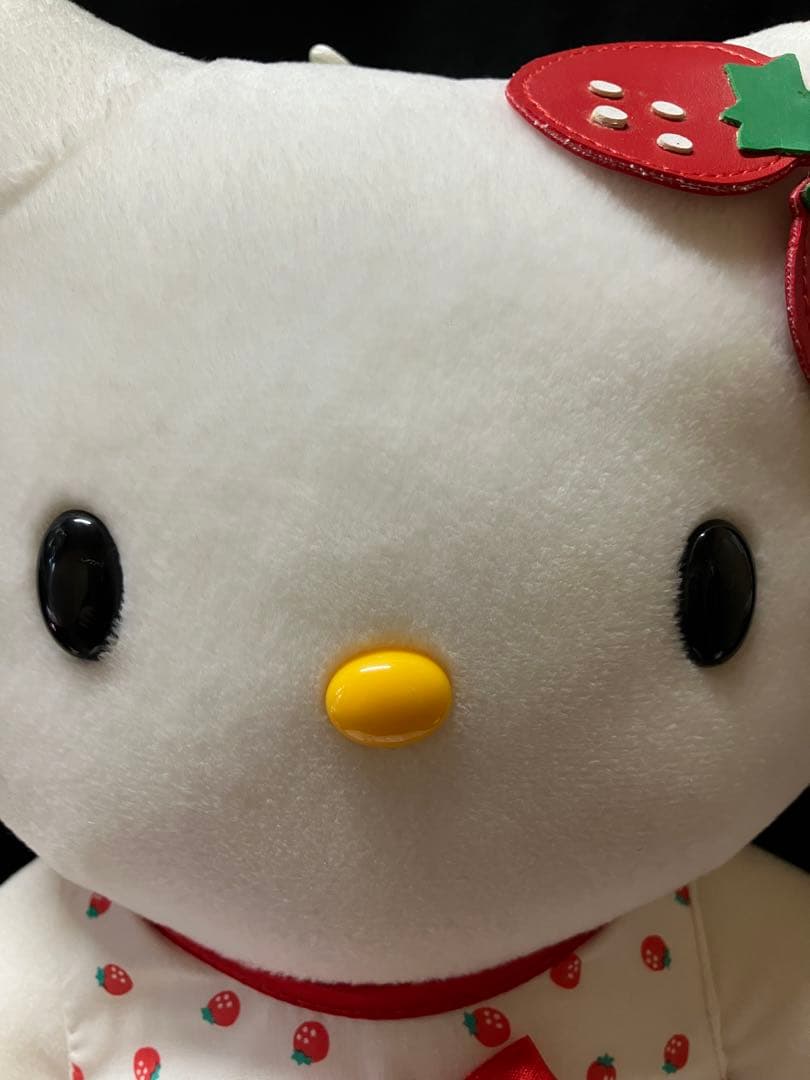 レア　ハローキティ いちご柄 ぬいぐるみ レトロ約30cm B2243