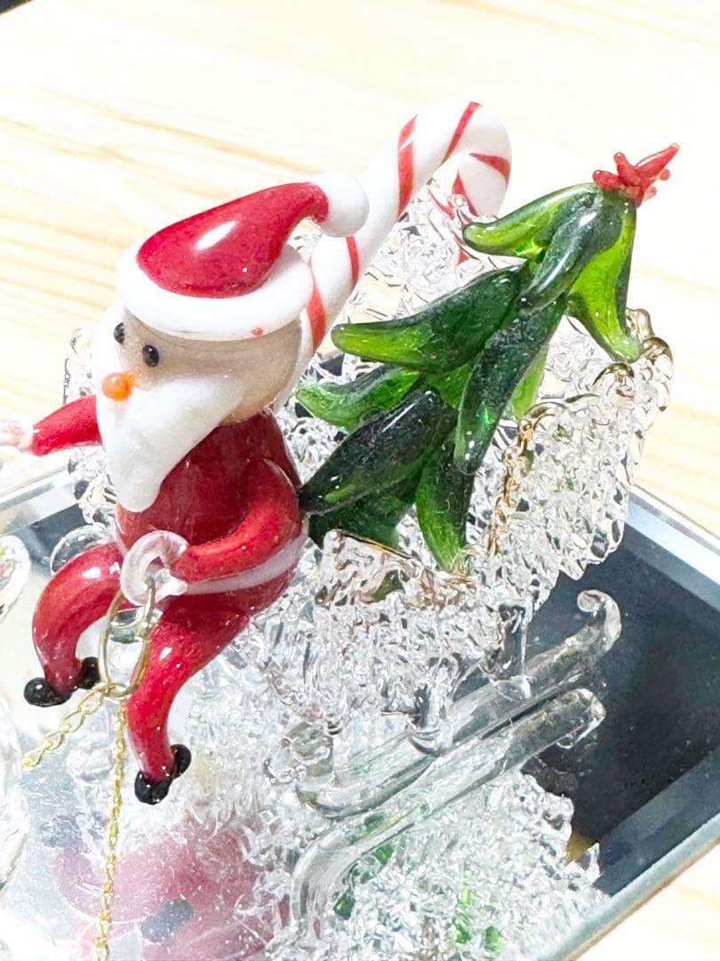 クリスタル サンタクロース トナカイ ガラス装飾品