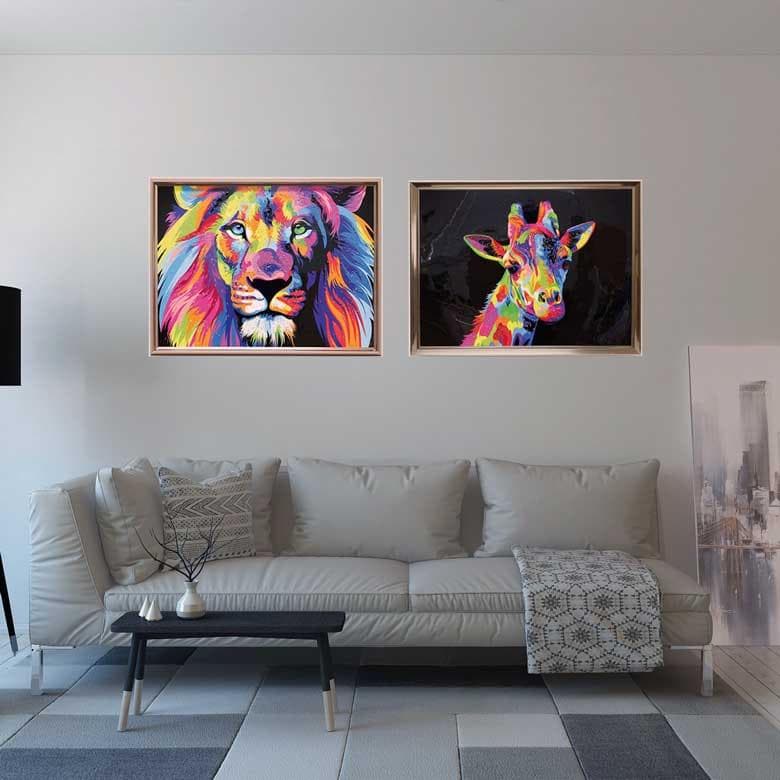 クリスタルアート ライオン ピクチャー アートフレーム POP