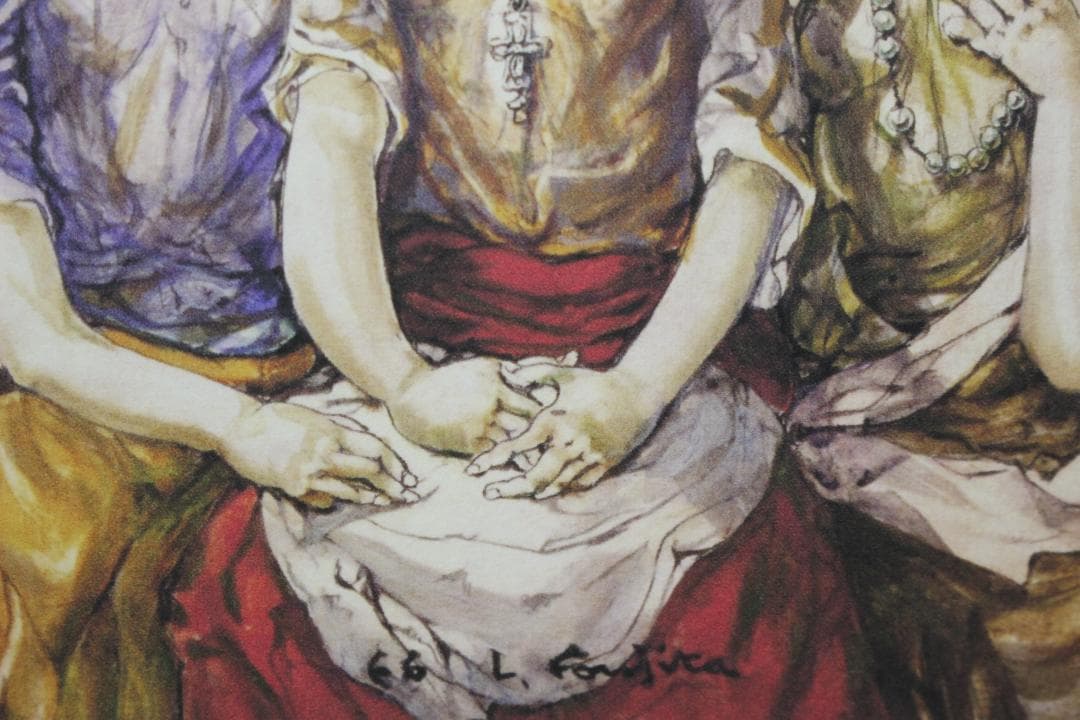 藤田嗣治 エスタンプリトグラフ「三人の少女」 179/250