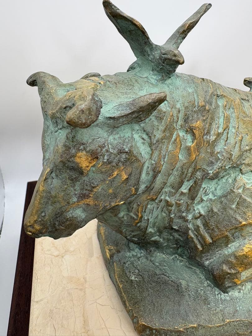 北村西望　置物　平和　干支　銅像　丑　牛　干支　1973年　彫刻