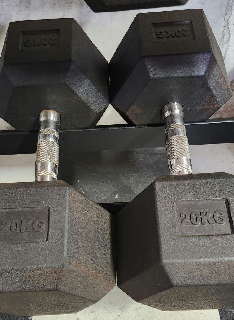 【引き取り限定】ヘックス ダンベル セット2.5 kg～20kg　ラック付