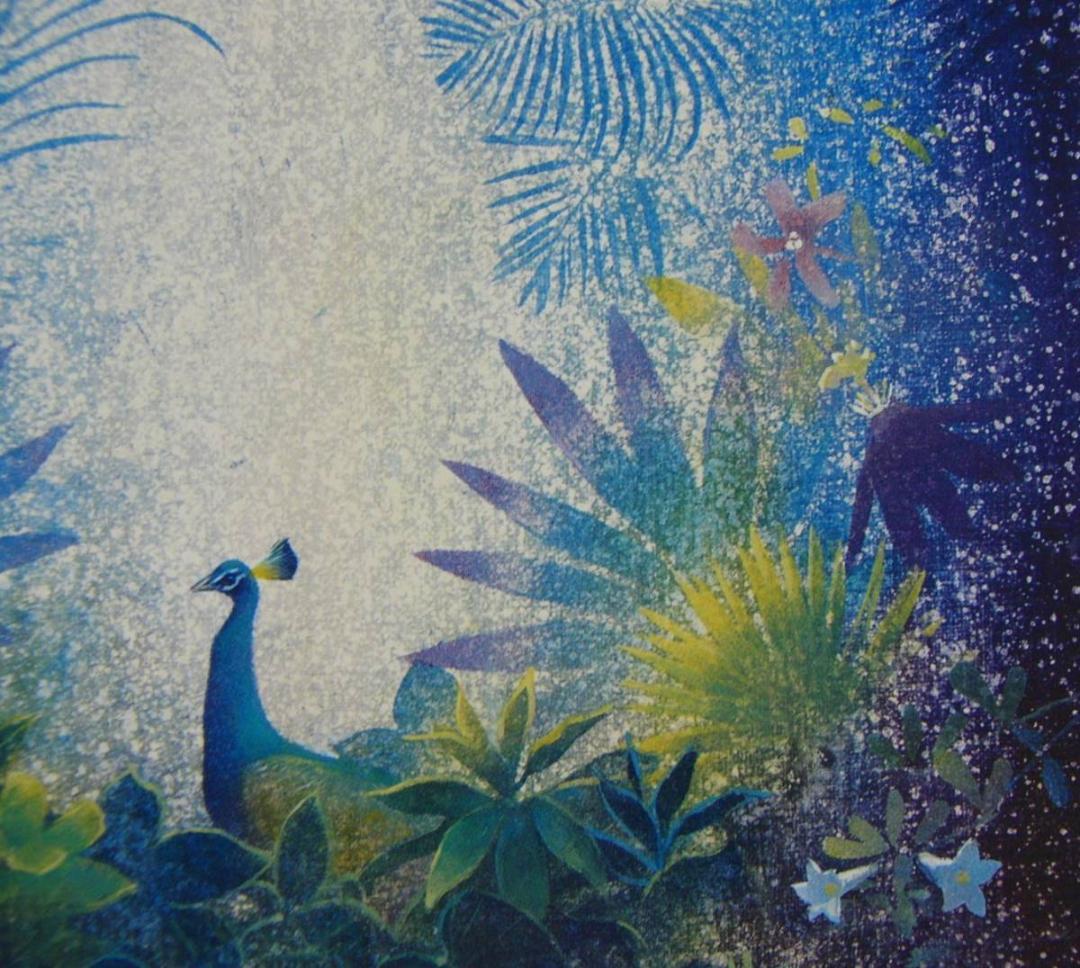 魚谷洋、【森の輝き】、希少な額装用画集より、新品額装、マット額装付、状態良好