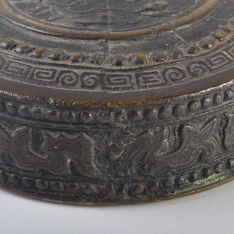 中国　書道具　古銅　花文　水滴　N　6931