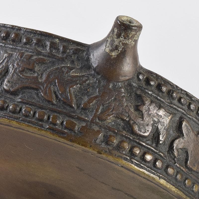 中国　書道具　古銅　花文　水滴　N　6931