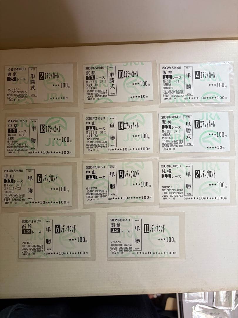 1997年〜2005年単勝馬券コレクション