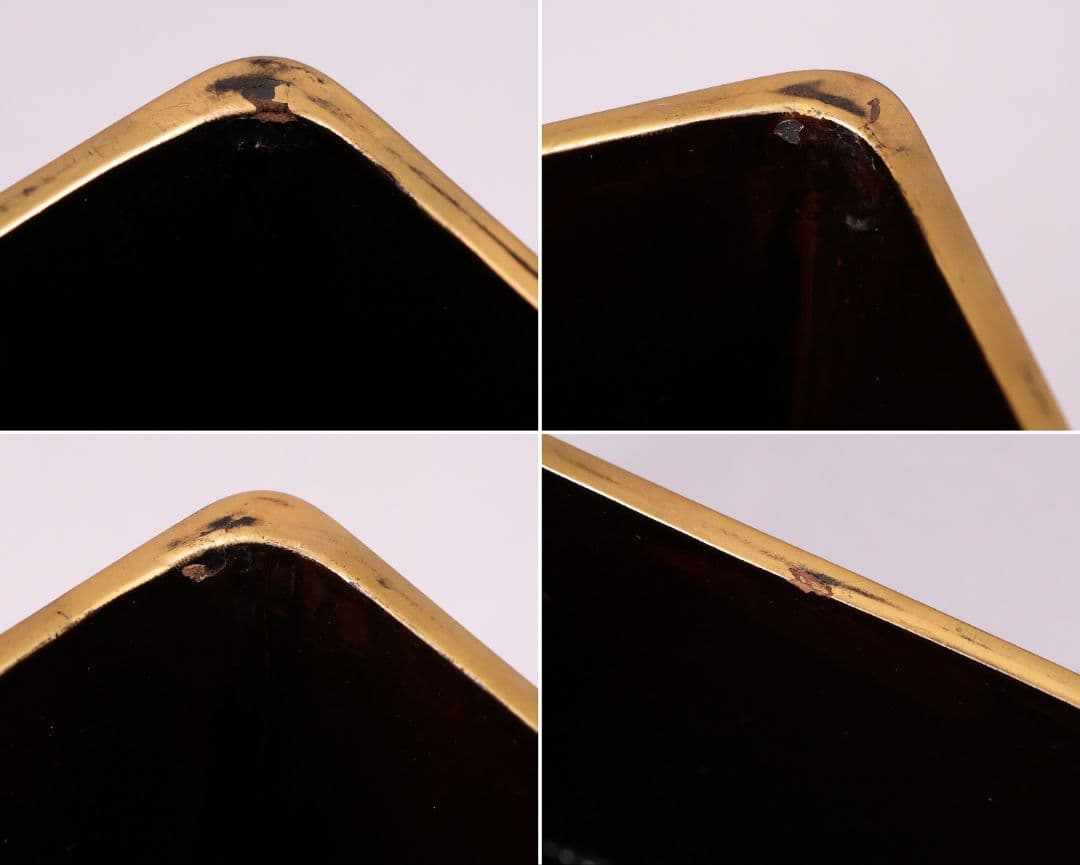 漆芸時代 蒔絵野弁当 四段重箱 草花 金蒔絵 木皿 木製漆器 詩歌【MA695】