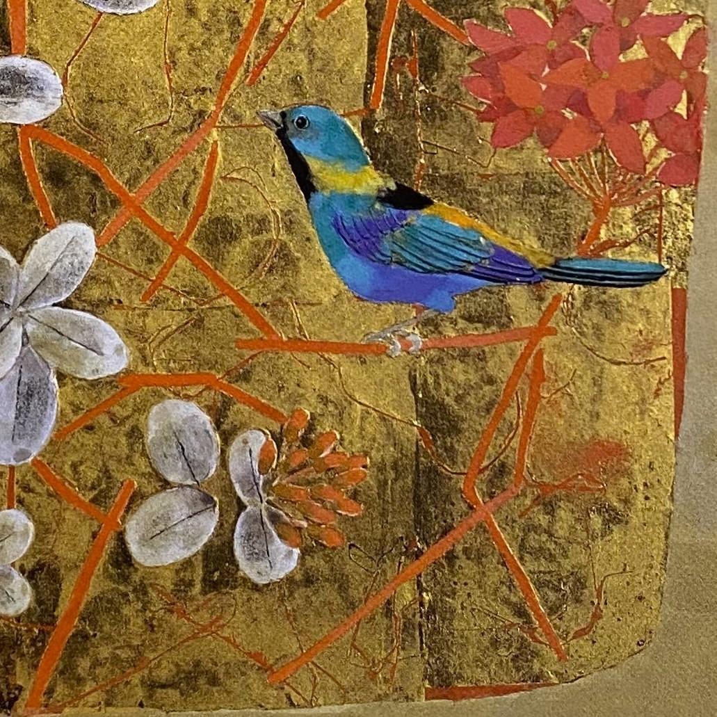 堀文子、【青い鳥】、希少な額装用画集より、新品額装付、状態良好