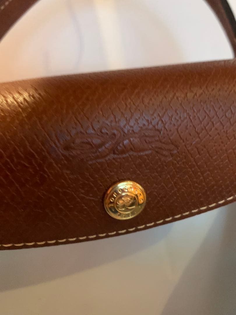 ロンシャン　青いナイロンとレザーのボストンバッグ　大