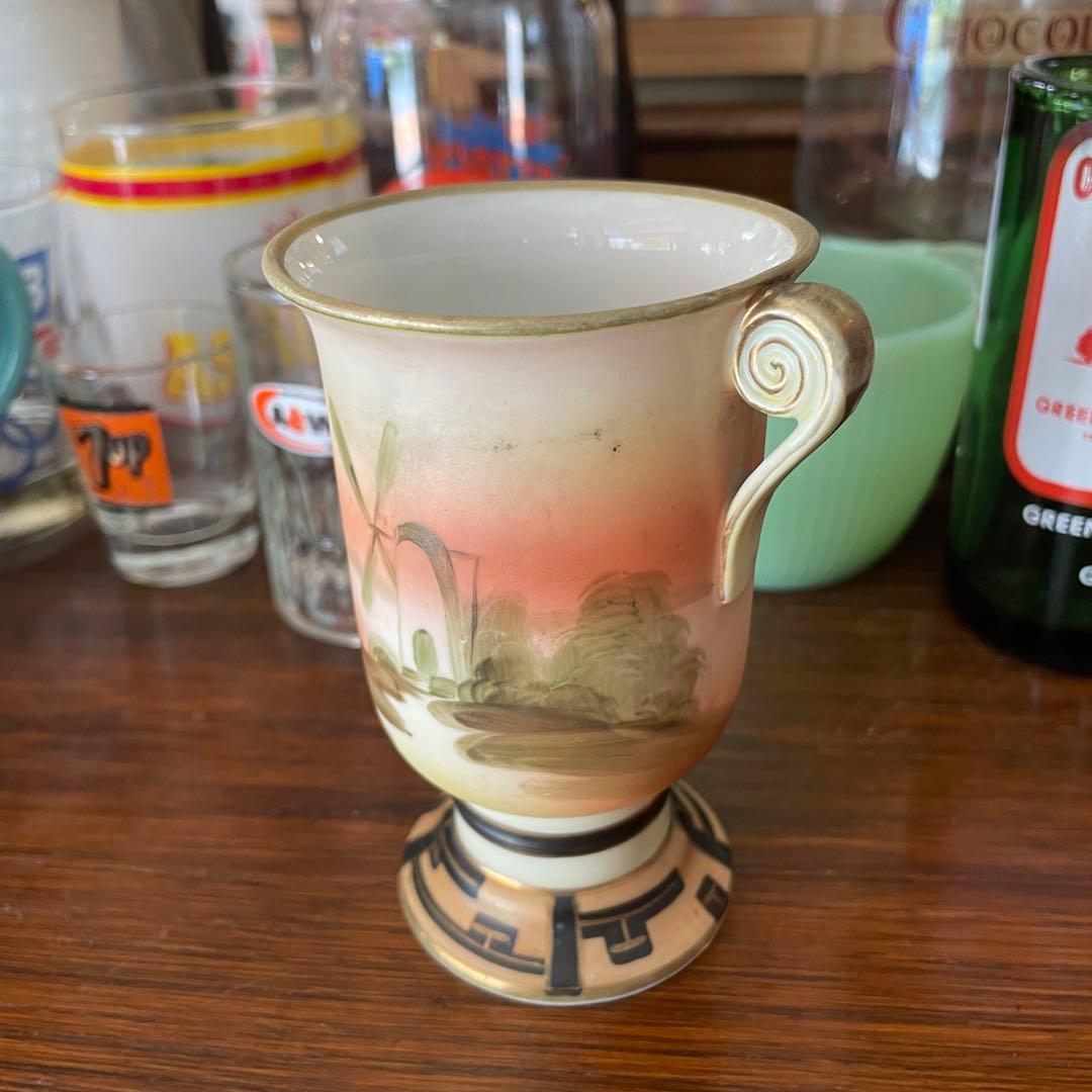 オールドノリタケ　1910年-1921年頃　NIPPON刻印　風景画の花瓶明治