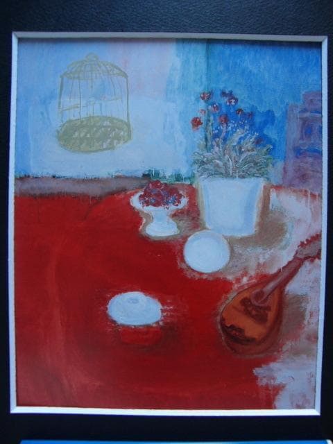 柴田 賢治郎 【赤いテーブルの静物・09ーA】 希少画集画、状態良好