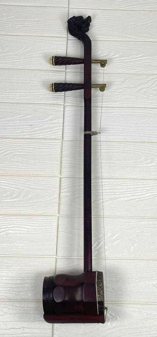 高級 中国 弦楽器　二胡 龍頭 竜頭 民族楽器 蛇革　ハードケース付属