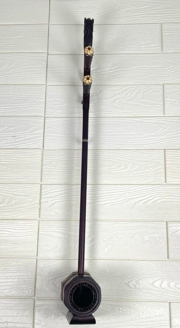 高級 中国 弦楽器　二胡 龍頭 竜頭 民族楽器 蛇革　ハードケース付属