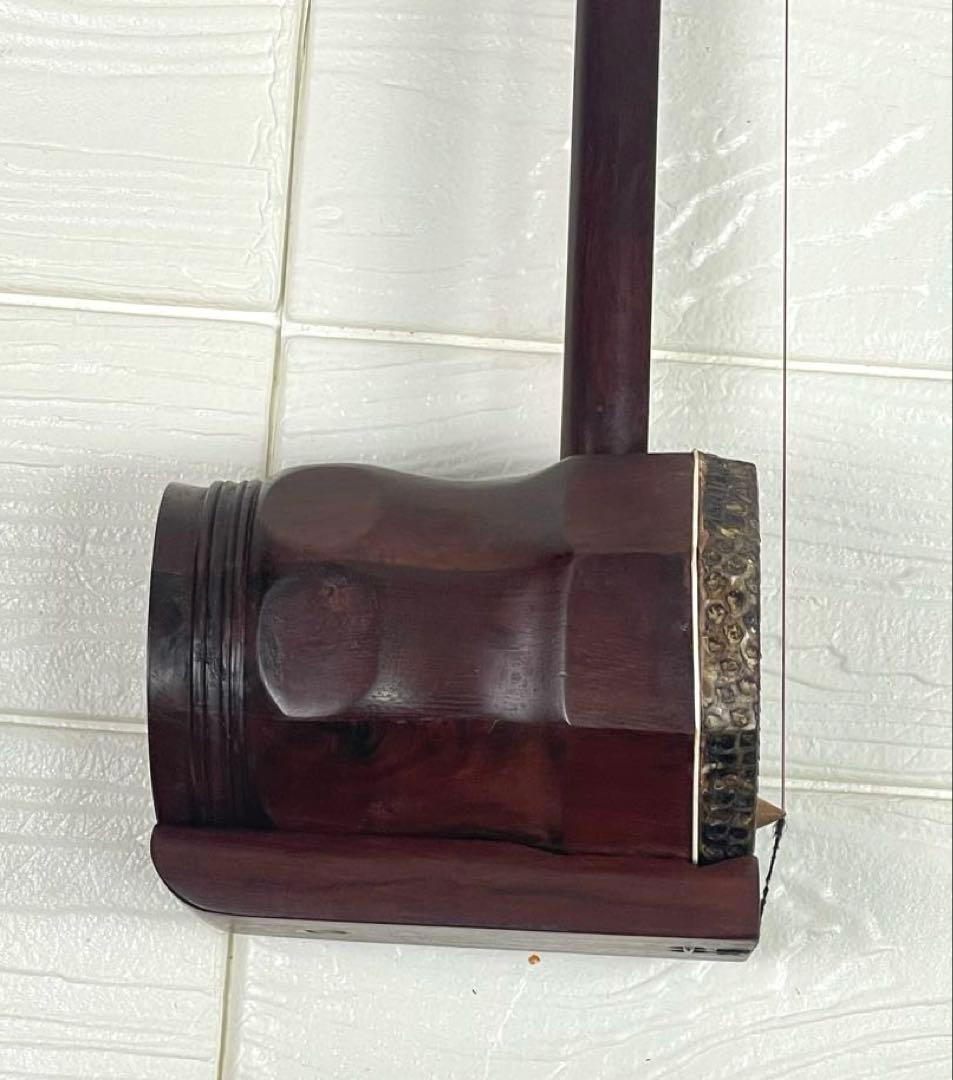 高級 中国 弦楽器　二胡 龍頭 竜頭 民族楽器 蛇革　ハードケース付属